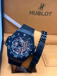 Black masculine Hublot Wristwatch with wristband