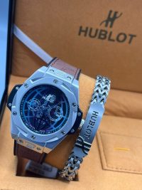 Silver Surface Hublot Masculine Wristwatch with Wristband - Image 5