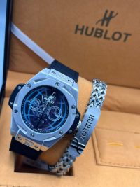 Silver Surface Hublot Masculine Wristwatch with Wristband - Image 3