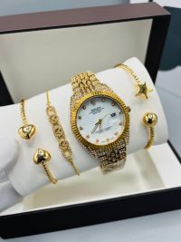 4 In 1 Gold women Wristwatch with never fading bracelets - Image 2