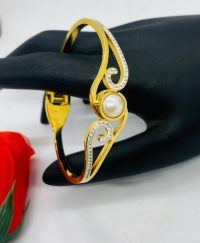 Dazzling Gold Bangle with Exquisite Stone Accents