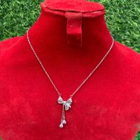 Silver Bow Tie Pendant Necklace