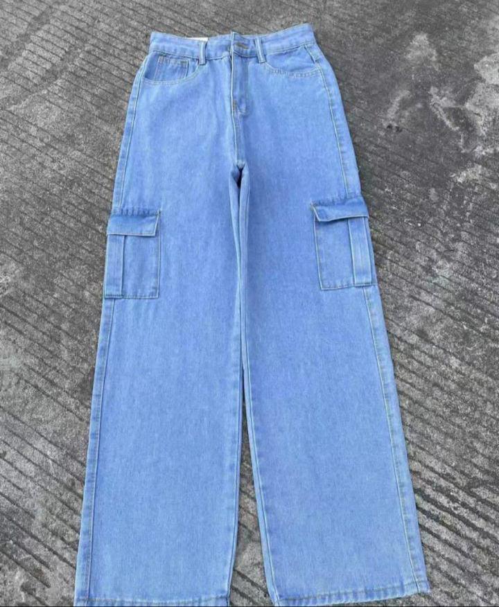 Blue Boyfriend Jean With Side Pockets NobleMart