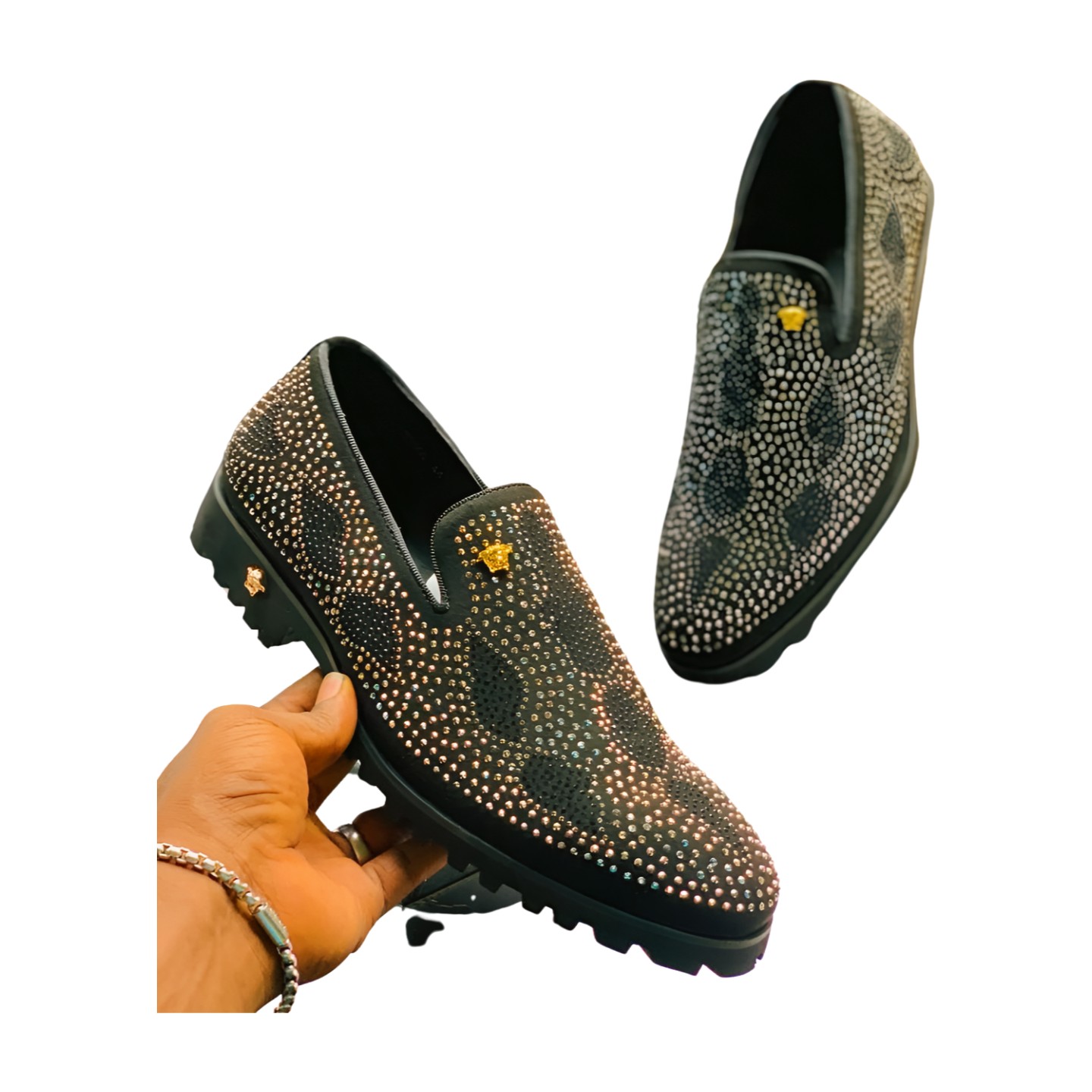 Diamond studded store dress shoes